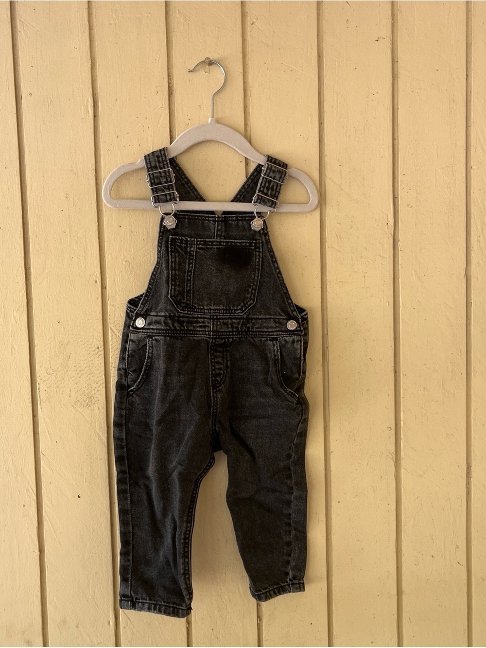 Zara Black Denim Kids Overalls with Adjustable Straps
